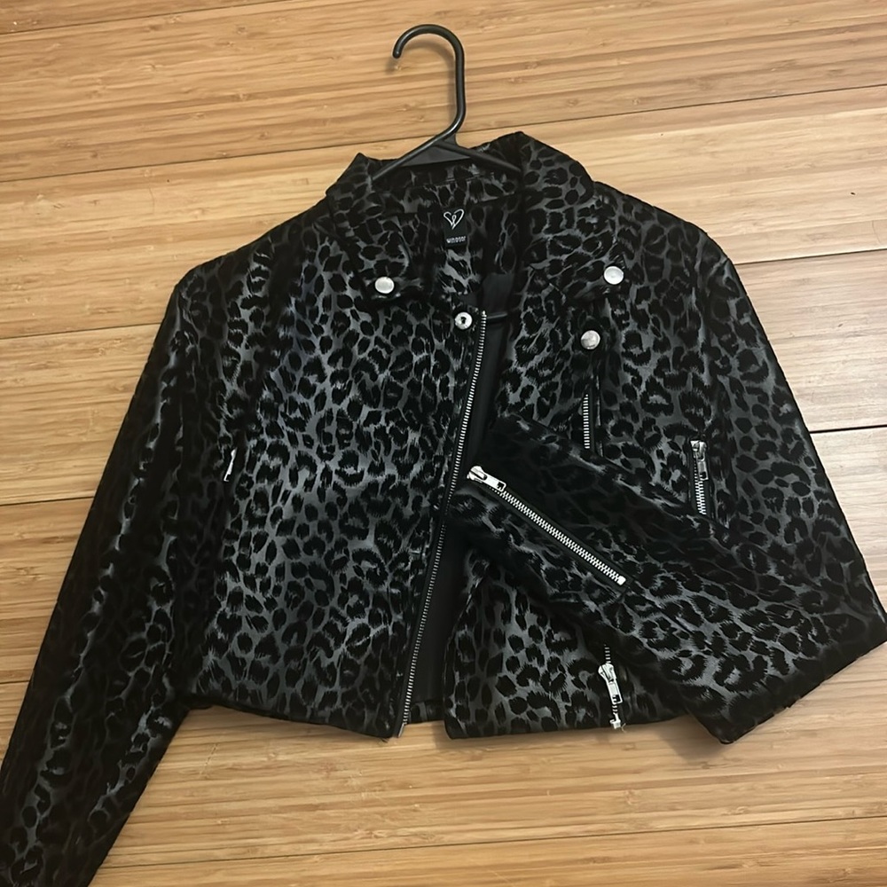 Black Cheetah Leather Jacket